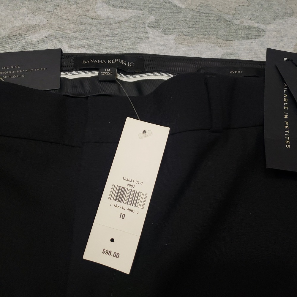 Banana Republic Avery Pants Womens 10 Black Wool Blend NWT - Picture 3 of 13